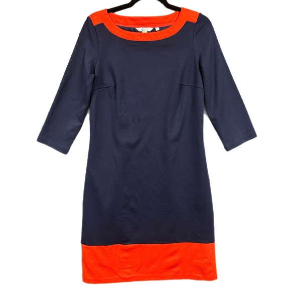 Chic Boden Siobhan Shift Dress Navy & Tomato Red Size 8 – Like New - Picture 3 of 8